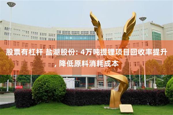 股票有杠杆 盐湖股份: 4万吨提锂项目回收率提升, 降低原料消耗成本
